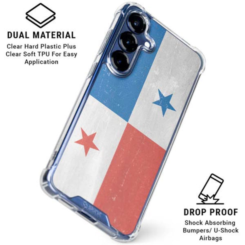 Panama Flag Distressed Galaxy S25 Clear Case